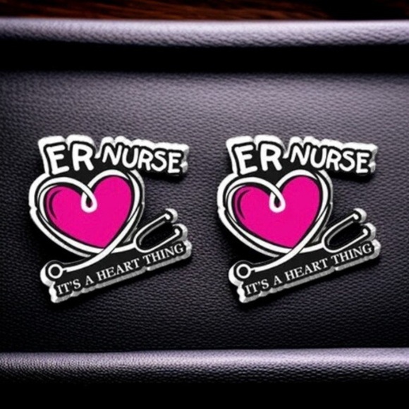 ER Nurse Heart Stud Earrings - Because Caring is a Work of Heart! ❤️ NWT Studs - Picture 1 of 4